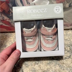 Robeez Blush and White Baby Shoes